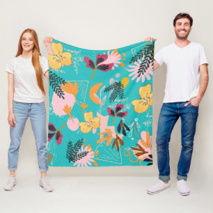 Couverture Polaire Modèle floral bleu clair pour son rose abstrait f