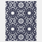 Couverture Polaire Modèle floral bleu marine et blanc (Devant)