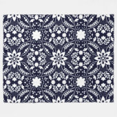 Couverture Polaire Modèle floral bleu marine et blanc (Devant (Horizontal))