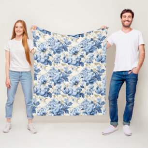Couverture Polaire Modèle Floral bleu Vintage inspiré