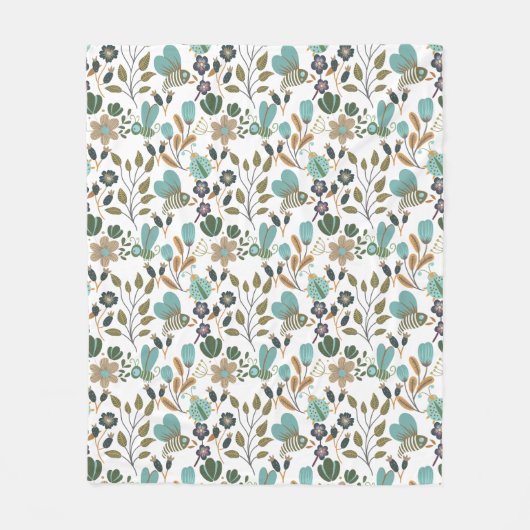 Couverture Polaire Modèle floral coloré (Devant)