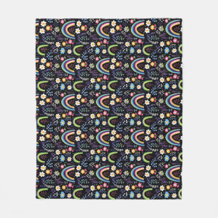 Couverture Polaire Modèle floral coloré avec arcs-en-ciel et arbres