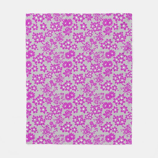 Couverture Polaire Modèle floral D02.pink.b Gray BG (Devant)