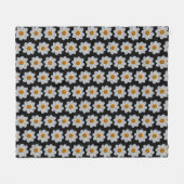 Couverture Polaire Modèle floral dahlia blanc sur noir (Devant (Horizontal))