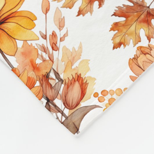 Couverture Polaire Modèle floral d'automne B01 (Coin)