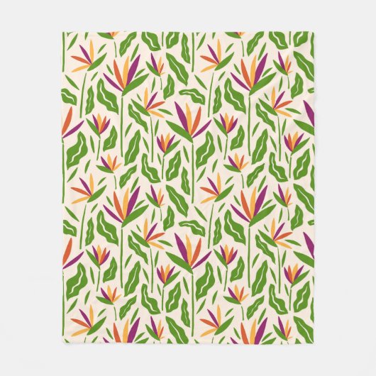 Couverture Polaire Modèle floral de feuilles tropicaux et de fleurs (Devant)