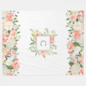 Couverture Polaire Modèle floral féminin avec votre monogramme (Devant (Horizontal))