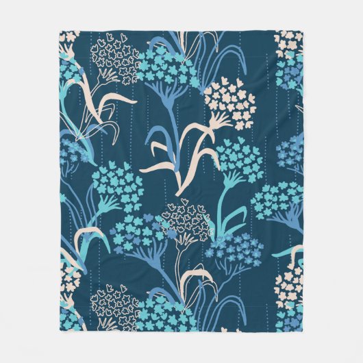 Couverture Polaire Modèle Floral Hydrangea stylisé - Bleu élégant (Devant)