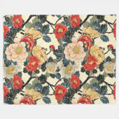 Couverture Polaire Modèle floral japonais Ukiyo-E Art (Devant (Horizontal))