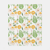 Couverture Polaire Modèle floral jaune or et blanc ivoire (Devant)