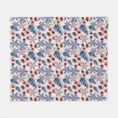 Couverture Polaire Modèle floral rétro aux fleurs roses et bordeaux (Devant (Horizontal))