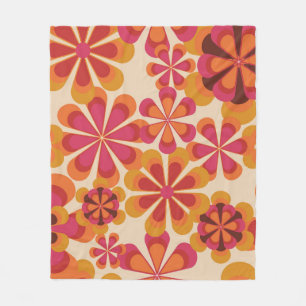 Couverture Polaire Modèle floral rétro les années 70 sans couture ave