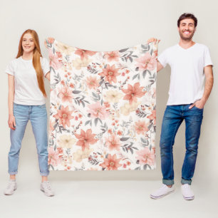 Couverture Polaire Modèle floral rose et brun délicat