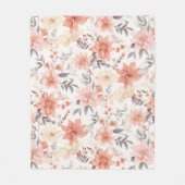 Couverture Polaire Modèle floral rose et brun délicat (Devant)