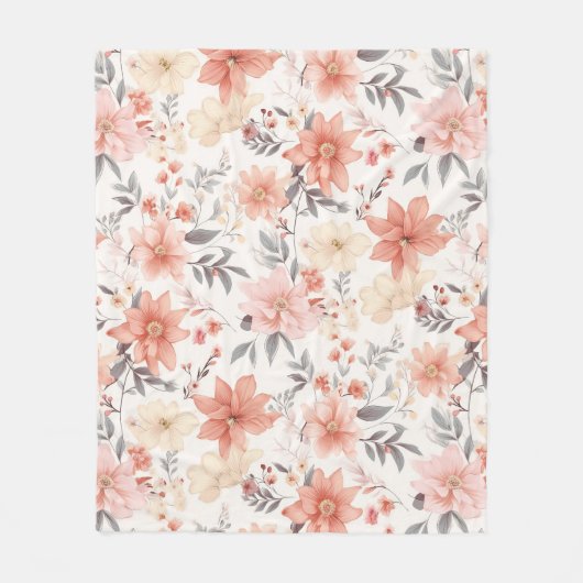 Couverture Polaire Modèle floral rose et brun délicat (Devant)