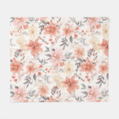 Couverture Polaire Modèle floral rose et brun délicat (Devant (Horizontal))