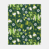 Couverture Polaire Modèle floral scandinave moderne vert foncé (Devant)