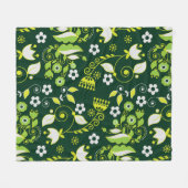 Couverture Polaire Modèle floral scandinave moderne vert foncé (Devant (Horizontal))