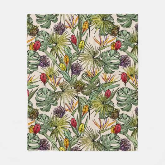 Couverture Polaire Modèle floral tropical (Devant)