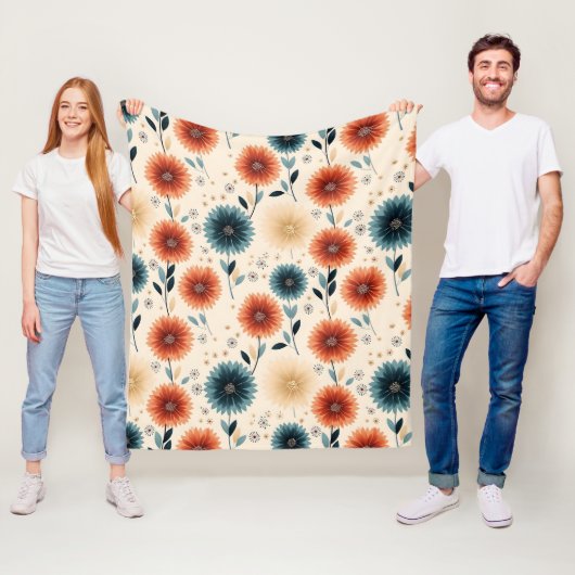 Couverture Polaire Modèle Floral Vintage élégant (En situation)