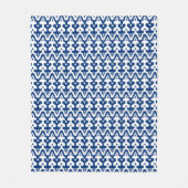 Couverture Polaire Modèle marocain Ikat Damask, Cobalt bleu & blanc (Devant)