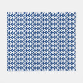 Couverture Polaire Modèle marocain Ikat Damask, Cobalt bleu & blanc (Devant (Horizontal))