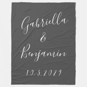 Couverture Polaire Modèle minimaliste moderne Mariage de script noir 