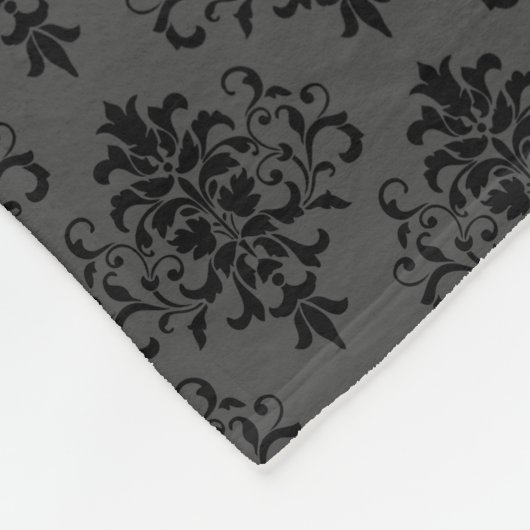 Couverture Polaire Modèle moderne gris noir Damas (Coin)