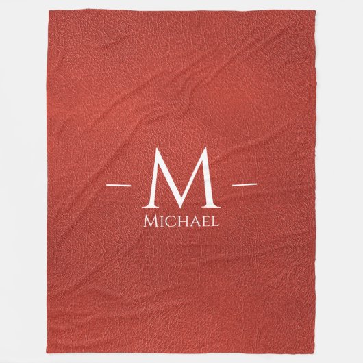 Couverture Polaire Modèle Monogramme en cuir Brown personnalisé (Devant)