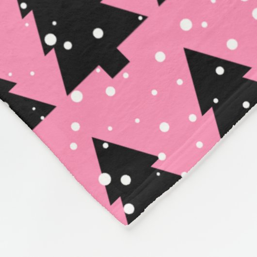 Couverture Polaire Modem Pink & Black Christmas Tree Fleece Blanche (Coin)