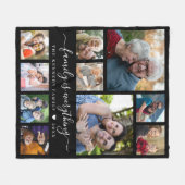 Couverture Polaire Modern 10 Photo Collage Family Name Quote Black (Devant (Horizontal))