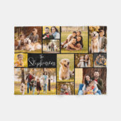 Couverture Polaire Modern 12 Photo Collage Script Nom de famille (Devant (Horizontal))