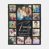Couverture Polaire Modern 13 Photo Collage Family Quote Name Black  (Devant)