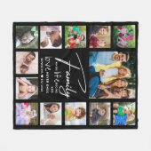 Couverture Polaire Modern 13 Photo Collage Family Quote Name Black  (Devant (Horizontal))