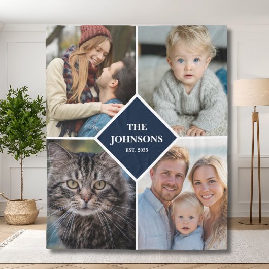 Couverture Polaire Modern 4 Photo Collage Family Keepsake Custom