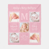 Couverture Polaire Modern 5 Photo Collage Nouveau bébé rose statistiq (Devant)