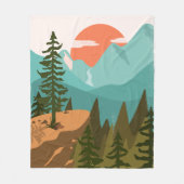 Couverture Polaire Modern Abstract Forest, Mountains, and Sunrise (Devant)