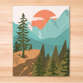 Couverture Polaire Modern Abstract Forest, Mountains, and Sunrise