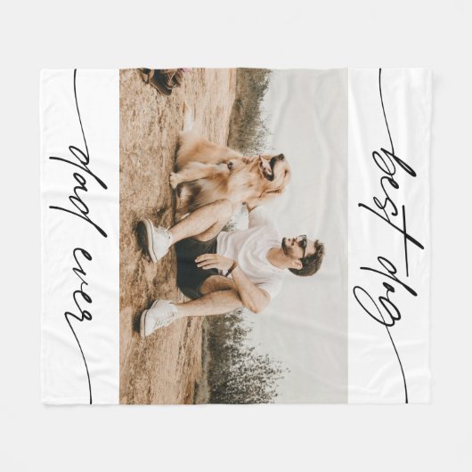 Couverture Polaire Modern Best Dog Papa Jamais Photo Script manuscrit (Devant (Horizontal))