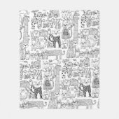Couverture Polaire Modern Black and White Cats And Kittens Patterned (Devant)