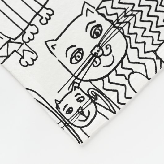 Couverture Polaire Modern Black and White Cats And Kittens Patterned (Coin)