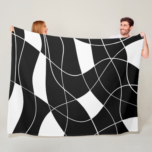 Couverture Polaire modern Black &white abstract pattern (En situation)