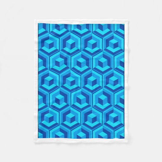 Couverture Polaire Modern Blue 3D Geometric Cube Pattern Baby Blanket (Devant)