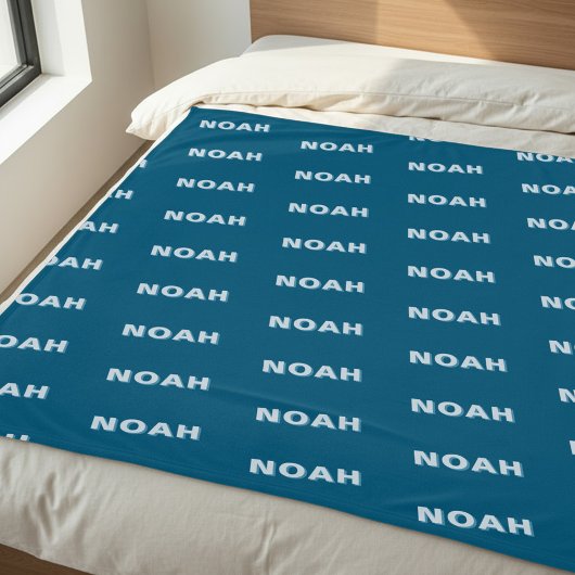 Couverture Polaire Modern Blue Personalized Repeating Name Pattern