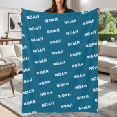 Couverture Polaire Modern Blue Personalized Repeating Name Pattern