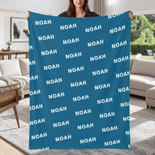 Couverture Polaire Modern Blue Personalized Repeating Name Pattern