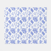 Couverture Polaire Modern Blue Toile Cacao and Chocolate Pattern (Devant (Horizontal))