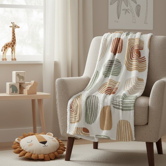 Couverture Polaire Modern Boho Earth Tones Abstract ID1273