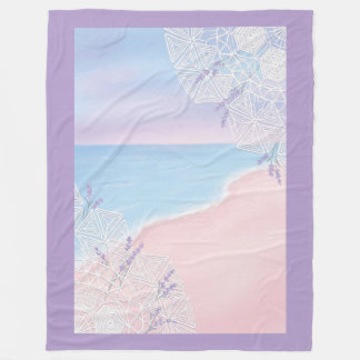 Couverture Polaire Modern Coastal Chic: Pink Sand & Lavender Dream