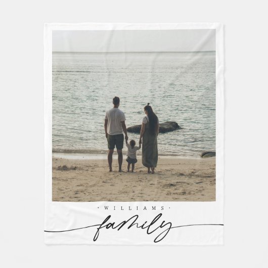 Couverture Polaire Modern Elegant Family Photo Script Typography (Devant)